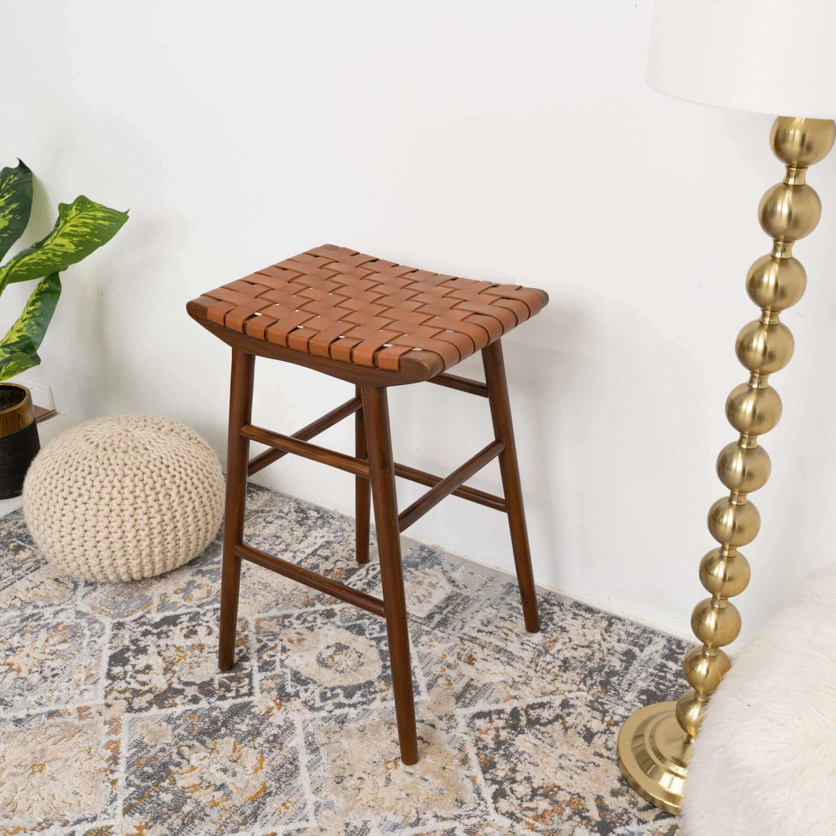 Maya 30" Genuine Leather Stool In Tan by Ashcroft Furniture at Eve Furniture