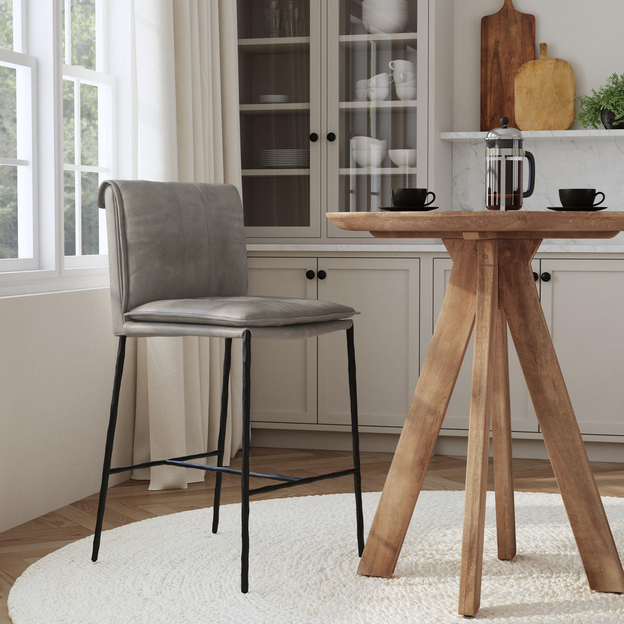Mayer Counter Stool - Pewter Gray by Classic Home at Eve Furniture