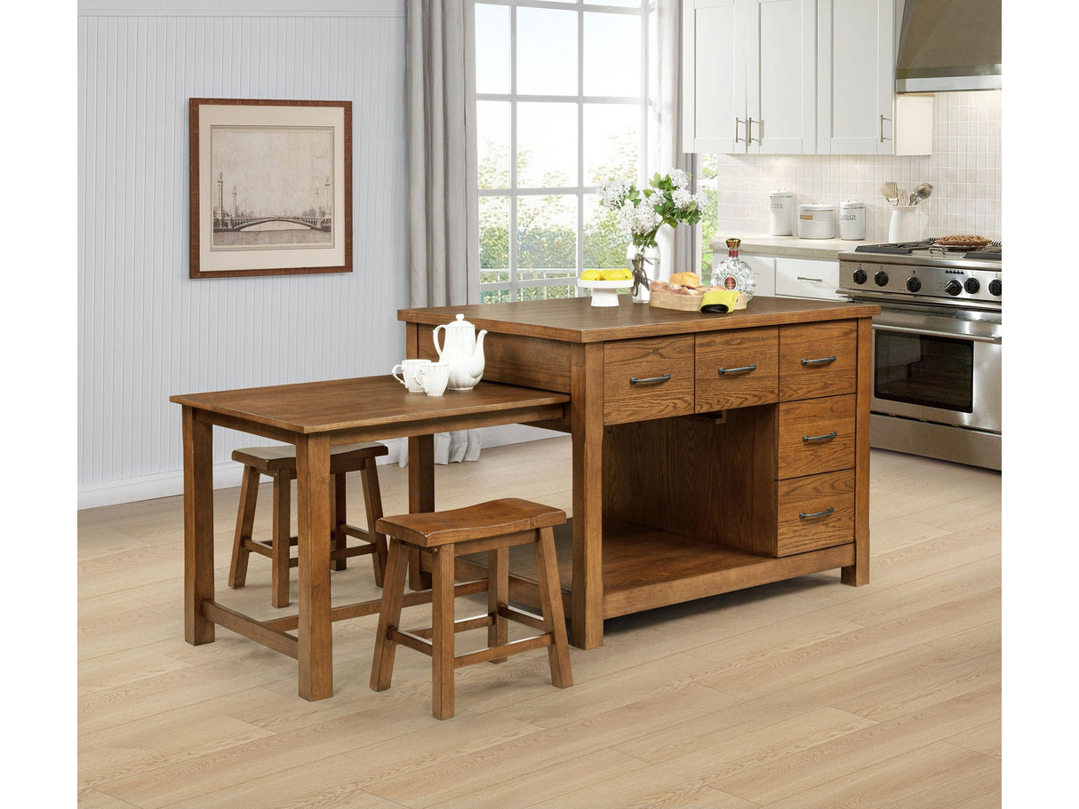 Mayfair Dark Oak 3-piece Kitchen Island with Extension Table by Coaster at Eve Furniture