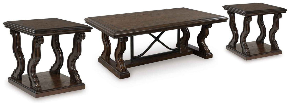 Maylee Dark Brown Coffee Table and 2 End Tables by Ashley at Eve Furniture