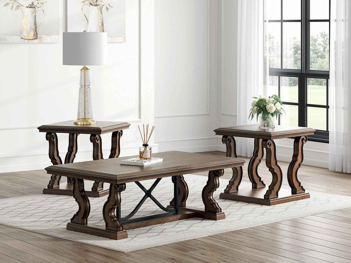 Maylee Dark Brown Coffee Table and 2 End Tables by Ashley at Eve Furniture