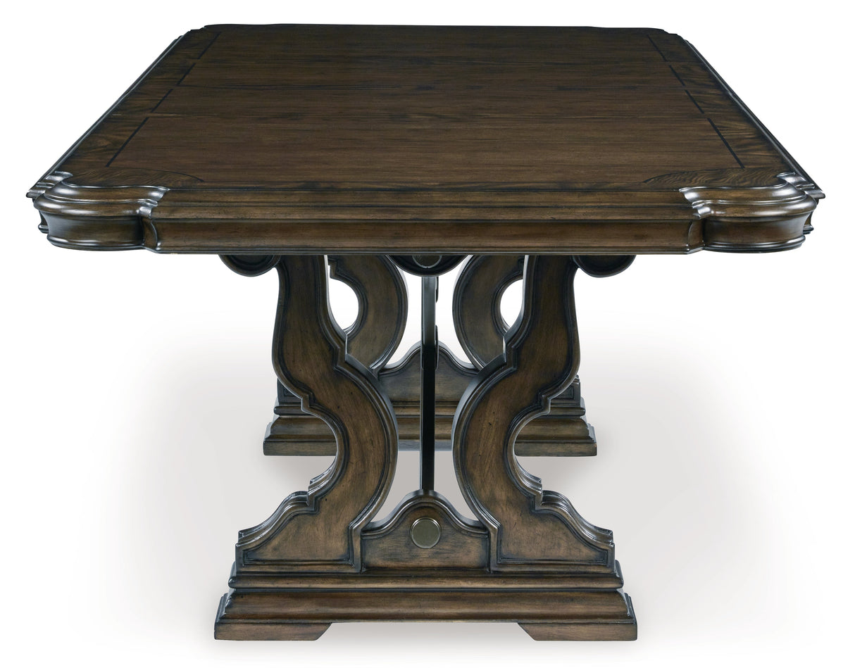 Maylee Dark Brown Dining Table and 4 Chairs and Bench by Ashley at Eve Furniture