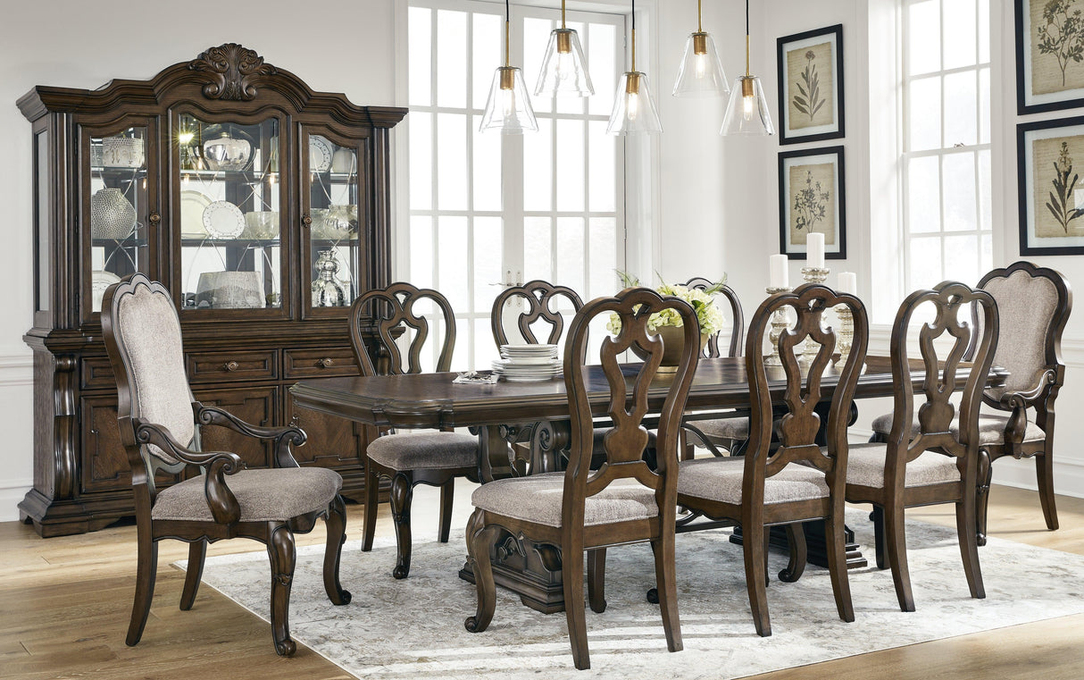 Maylee Dark Brown Dining Table and 8 Chairs by Ashley at Eve Furniture