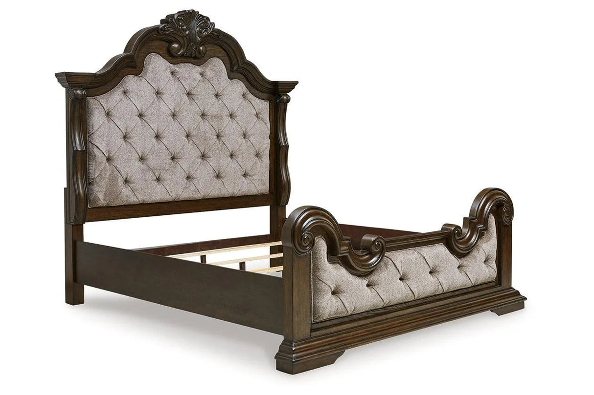 Maylee Dark Brown King Upholstered Bed by Ashley at Eve Furniture