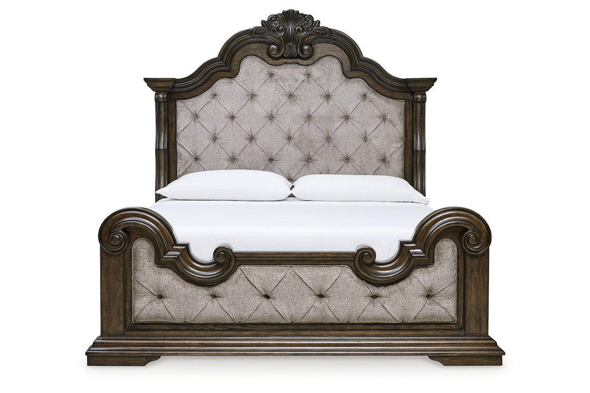 Maylee Dark Brown King Upholstered Bed by Ashley at Eve Furniture