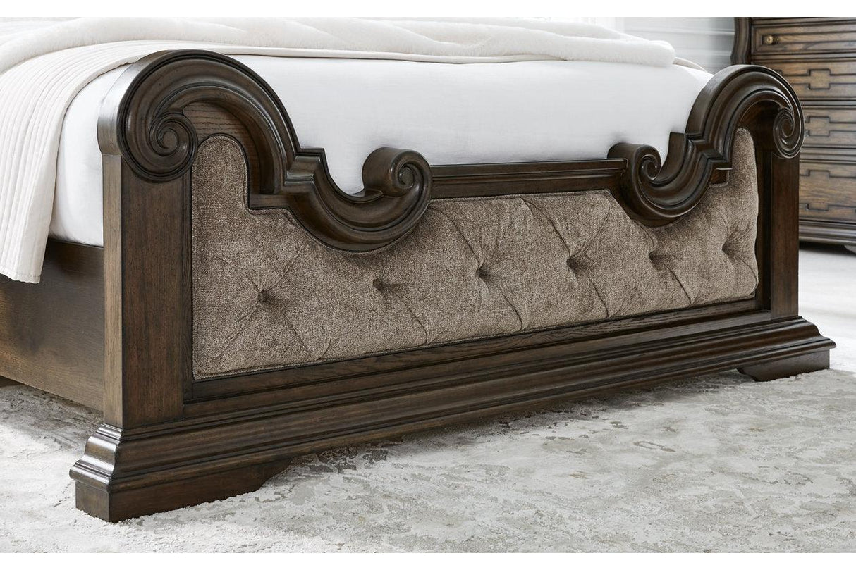 Maylee Dark Brown King Upholstered Bed by Ashley at Eve Furniture