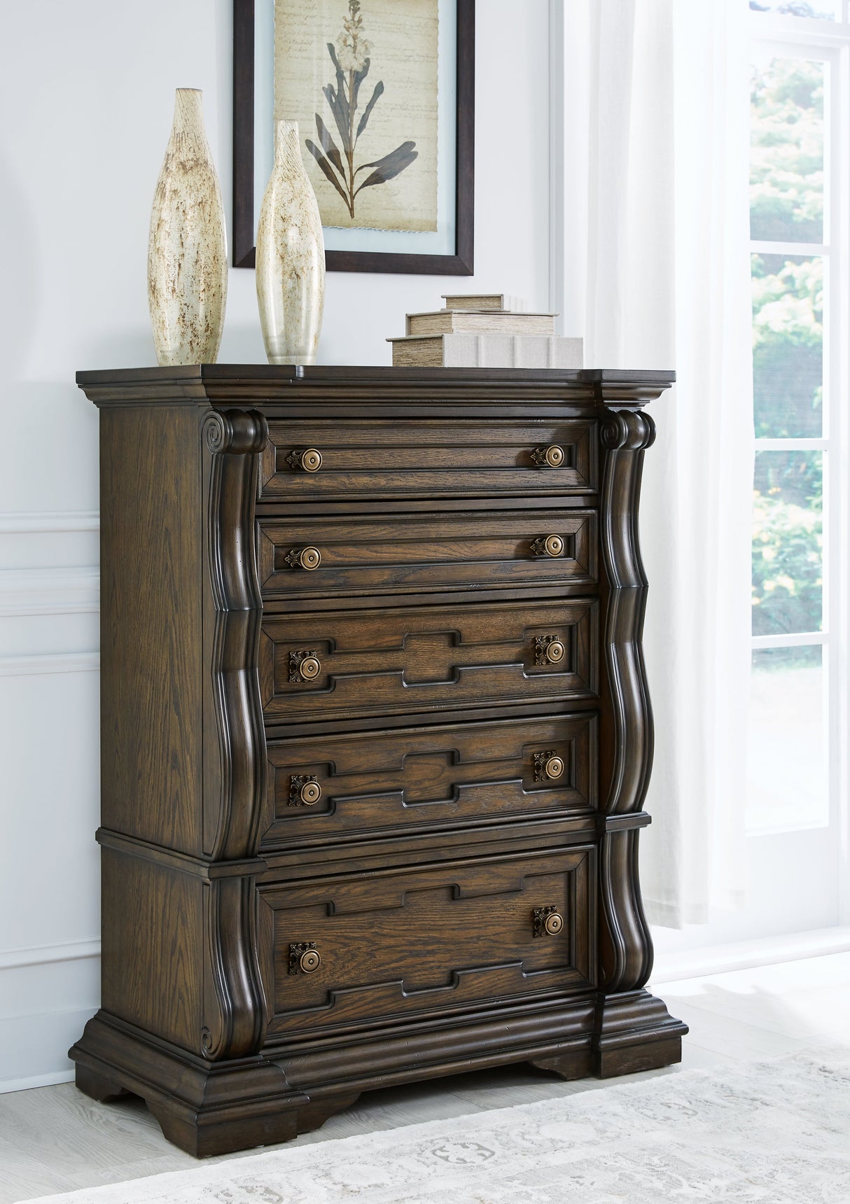 Maylee Dark Brown Upholstered Canopy Bedroom Set by Ashley at Eve Furniture