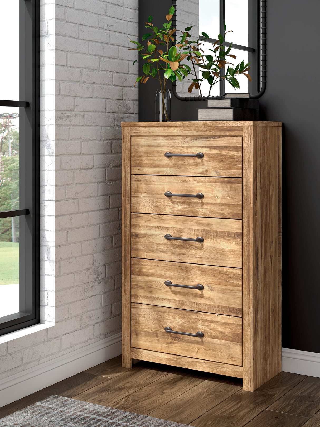 Maystonna Brown Five Drawer Chest by Ashley at Eve Furniture