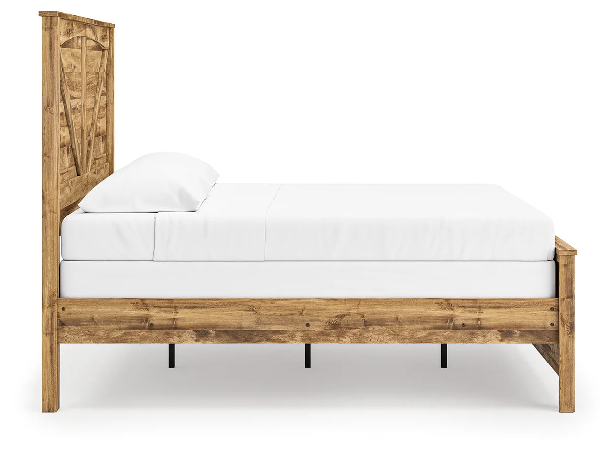 Maystonna Brown Queen Crossbuck Panel Bed by Ashley at Eve Furniture
