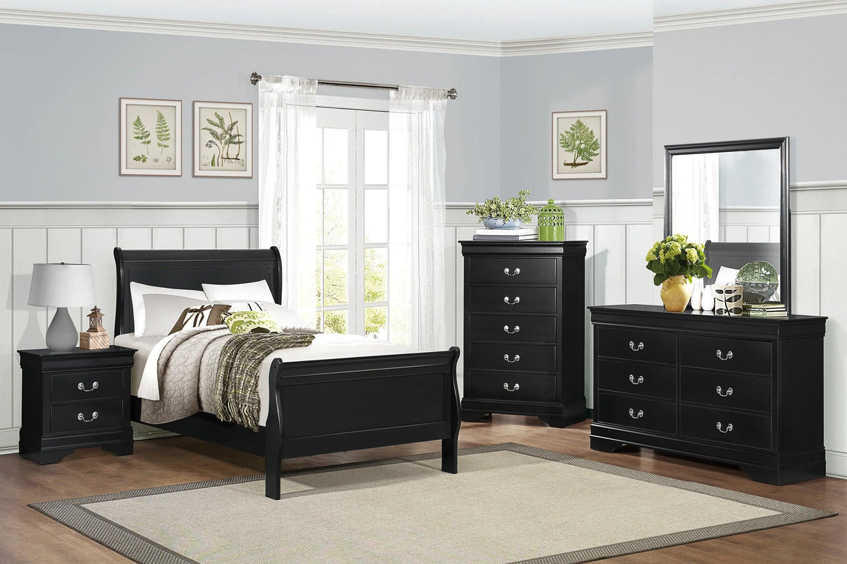 Mayville Black Twin Sleigh Bed by Homelegance at Eve Furniture