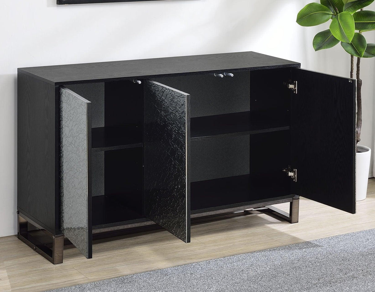 Mazie 3-Door SIdeboard with Patterned Mirror Doors by Steve Silver at Eve Furniture