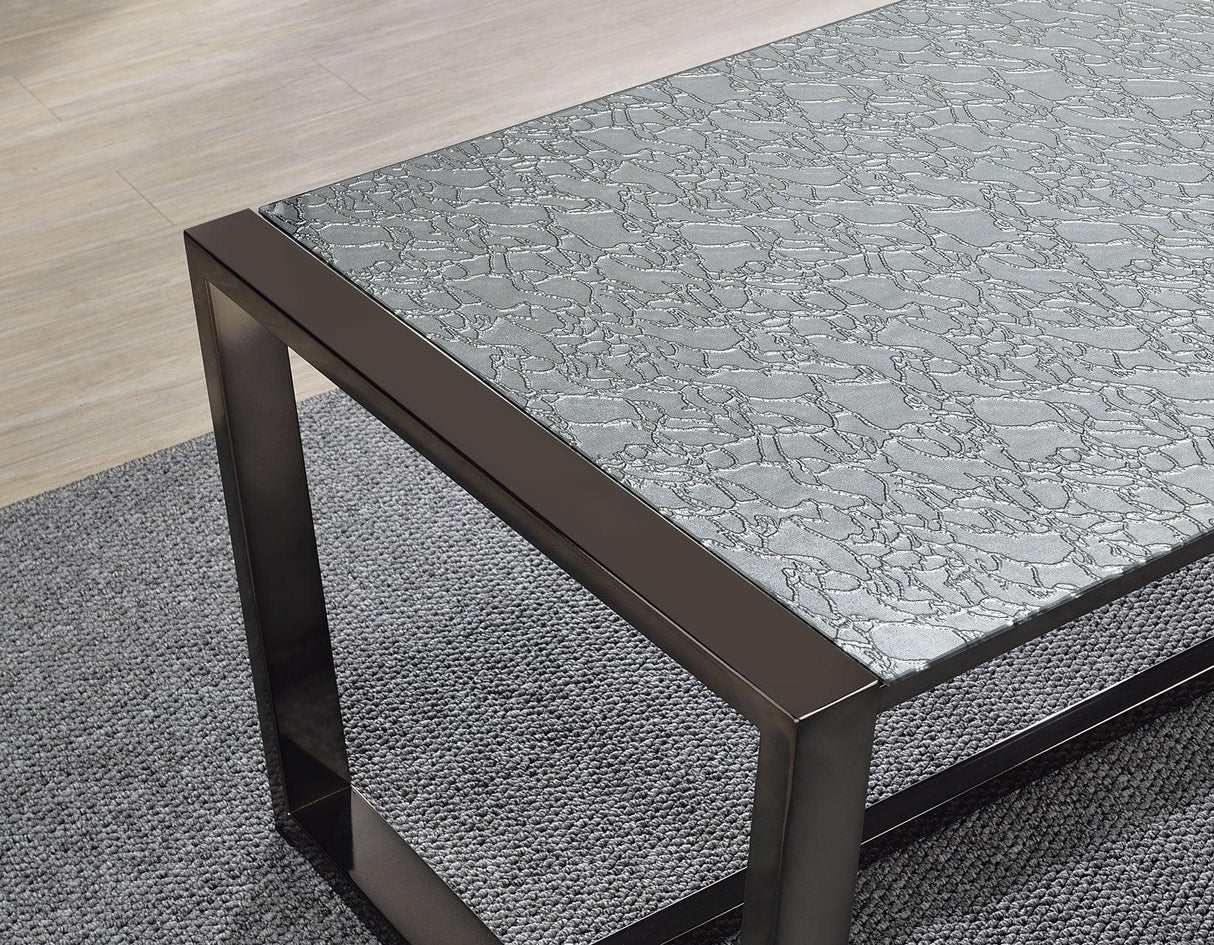 Mazie Coffee Table with Patterned Mirror Top by Steve Silver at Eve Furniture