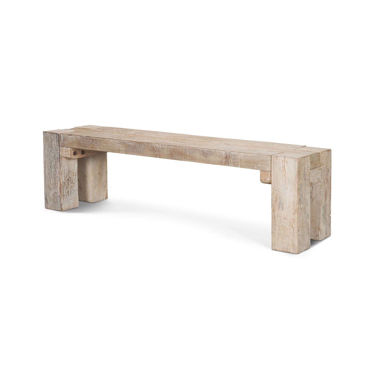 McArthur 64" Whitewash Reclaimed Wood Bench by Mercana at Eve Furniture