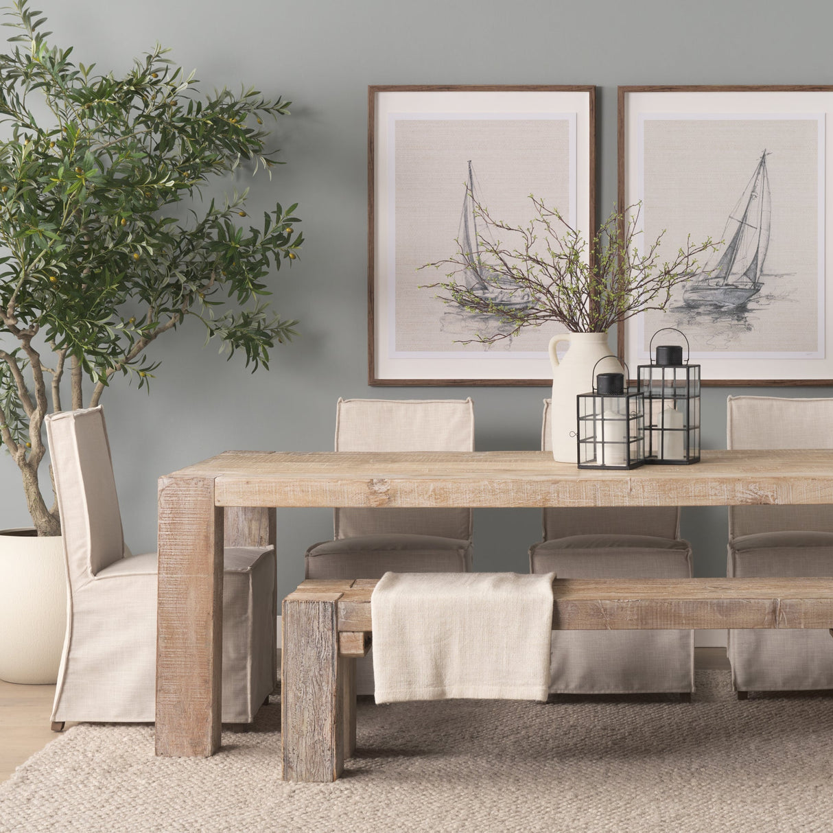 McArthur Whitewash Reclaimed Wood Dining Table by Mercana at Eve Furniture