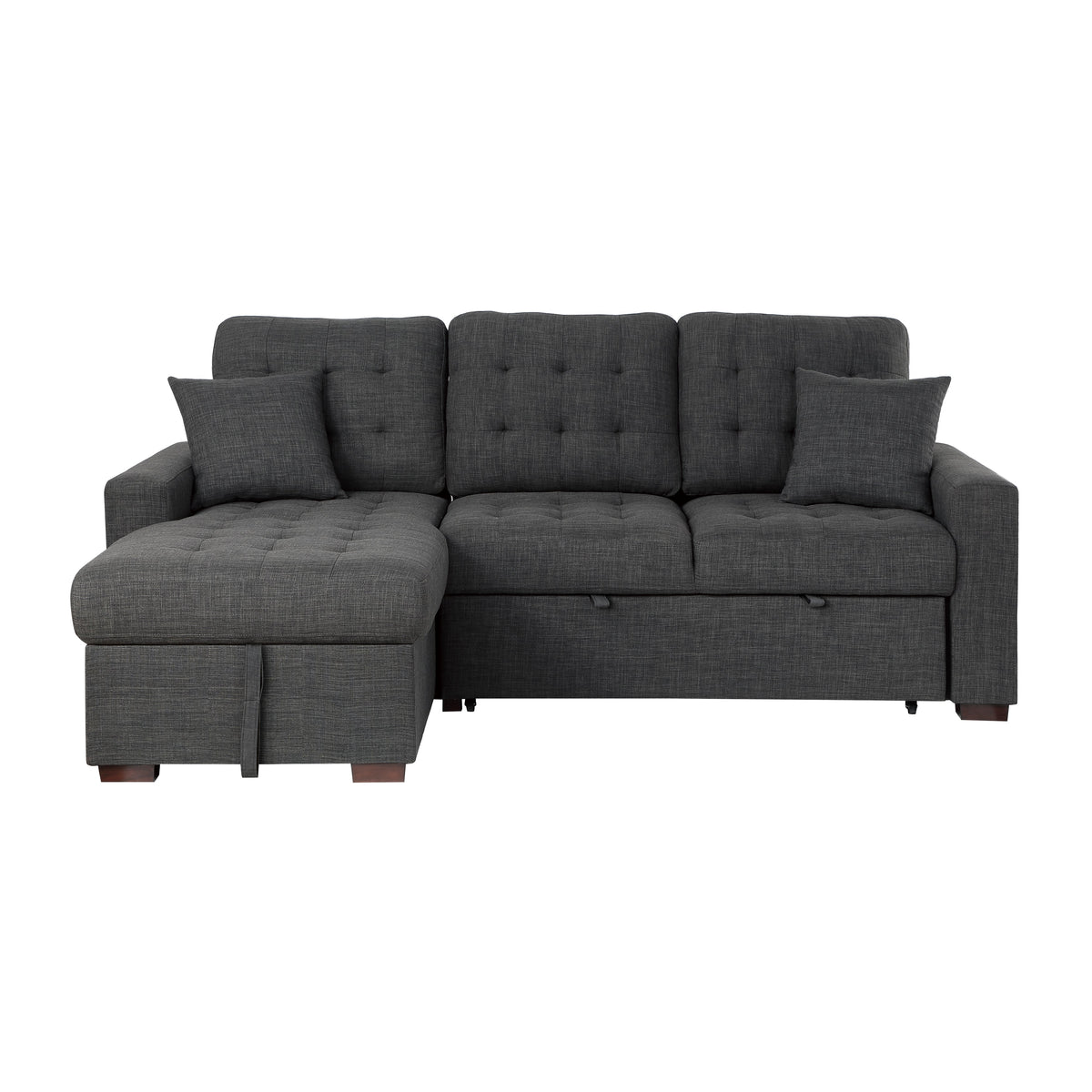 McCafferty Dark Gray 2-Piece Sectional with Pull-out Bed and Left Chaise with Hidden Storage by Homelegance at Eve Furniture