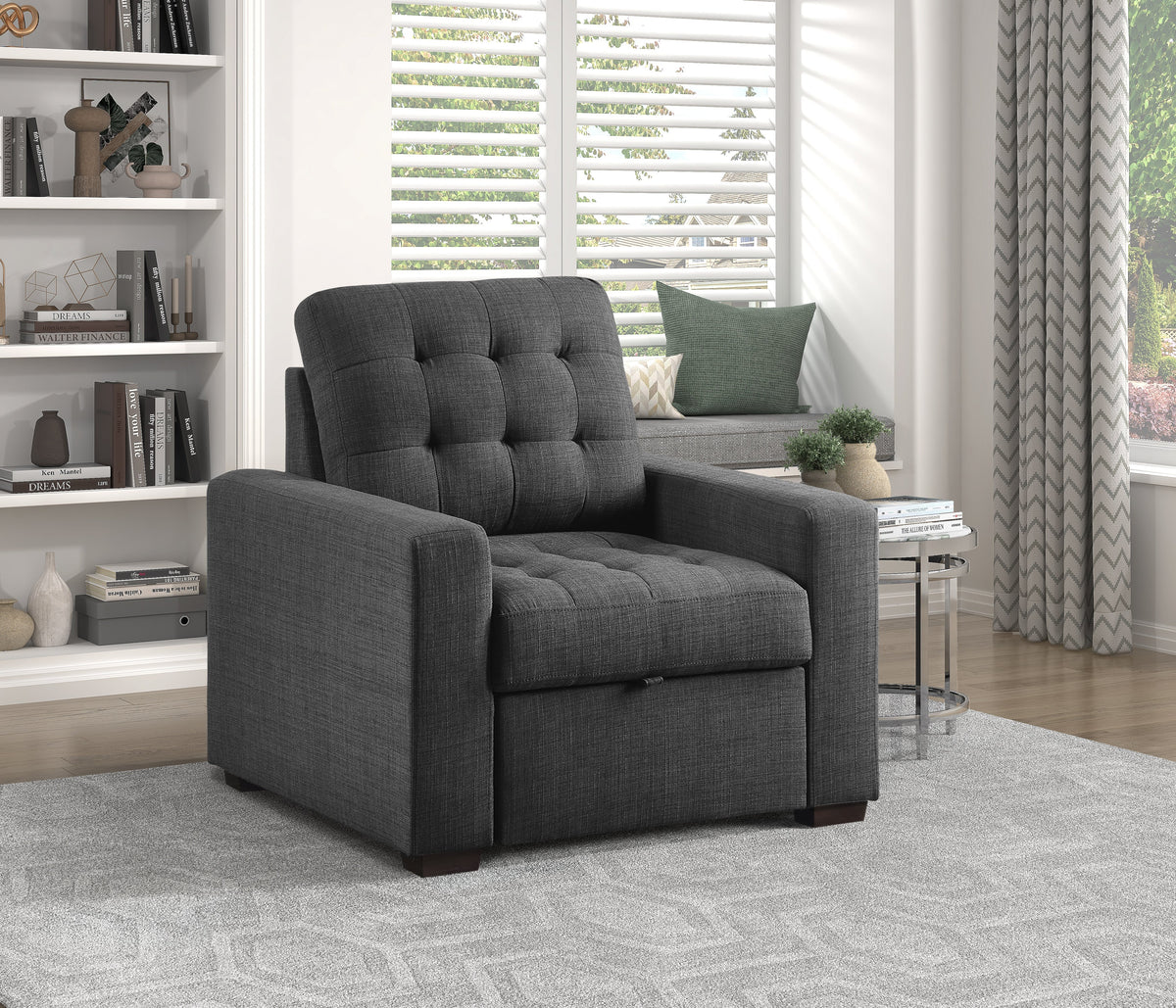 McCafferty Dark Gray Chair with Pull-Out Ottoman by Homelegance at Eve Furniture