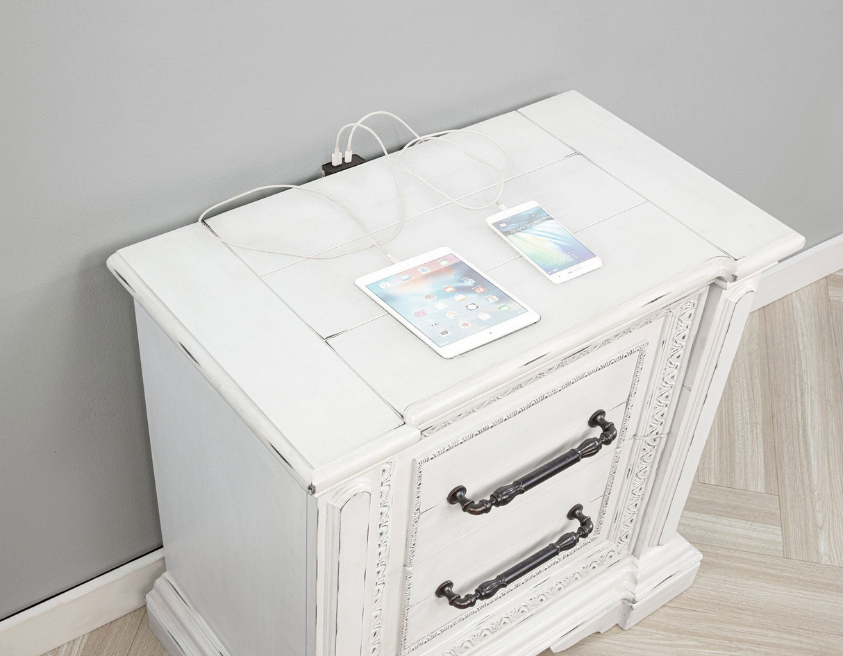 McKinney Vintage White 2-drawer Nightstand with Dual USB by Coaster at Eve Furniture