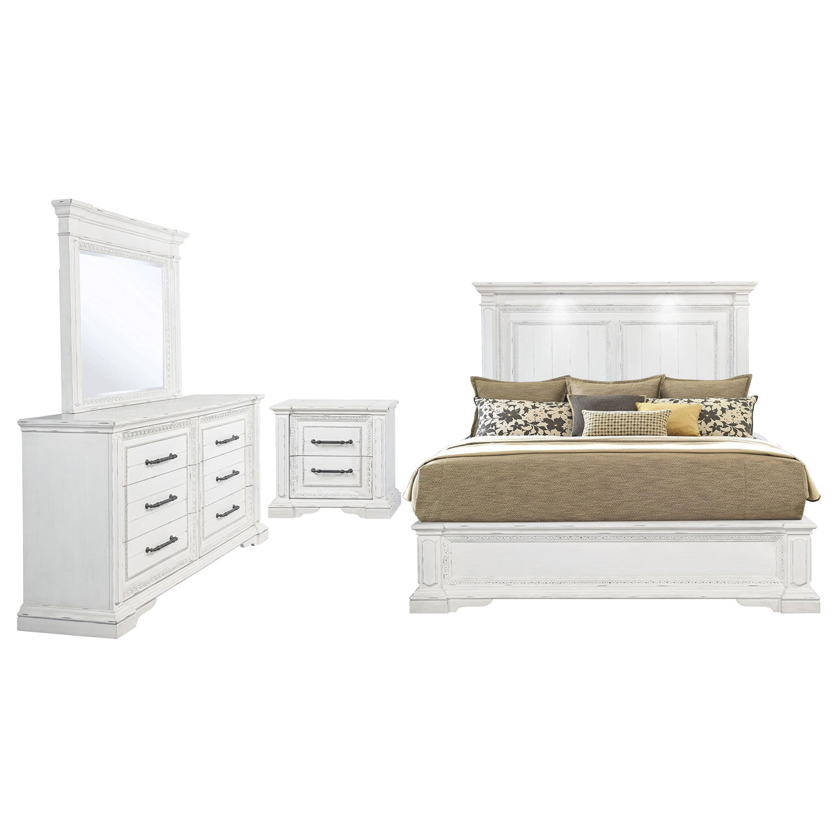 McKinney Vintage White 4-piece Eastern King Bedroom Set by Coaster at Eve Furniture