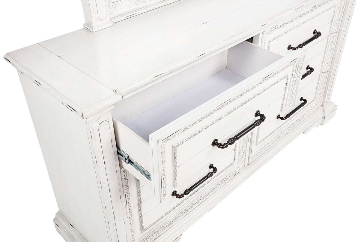 McKinney Vintage White 6-drawer Bedroom Dresser with Mirror by Coaster at Eve Furniture
