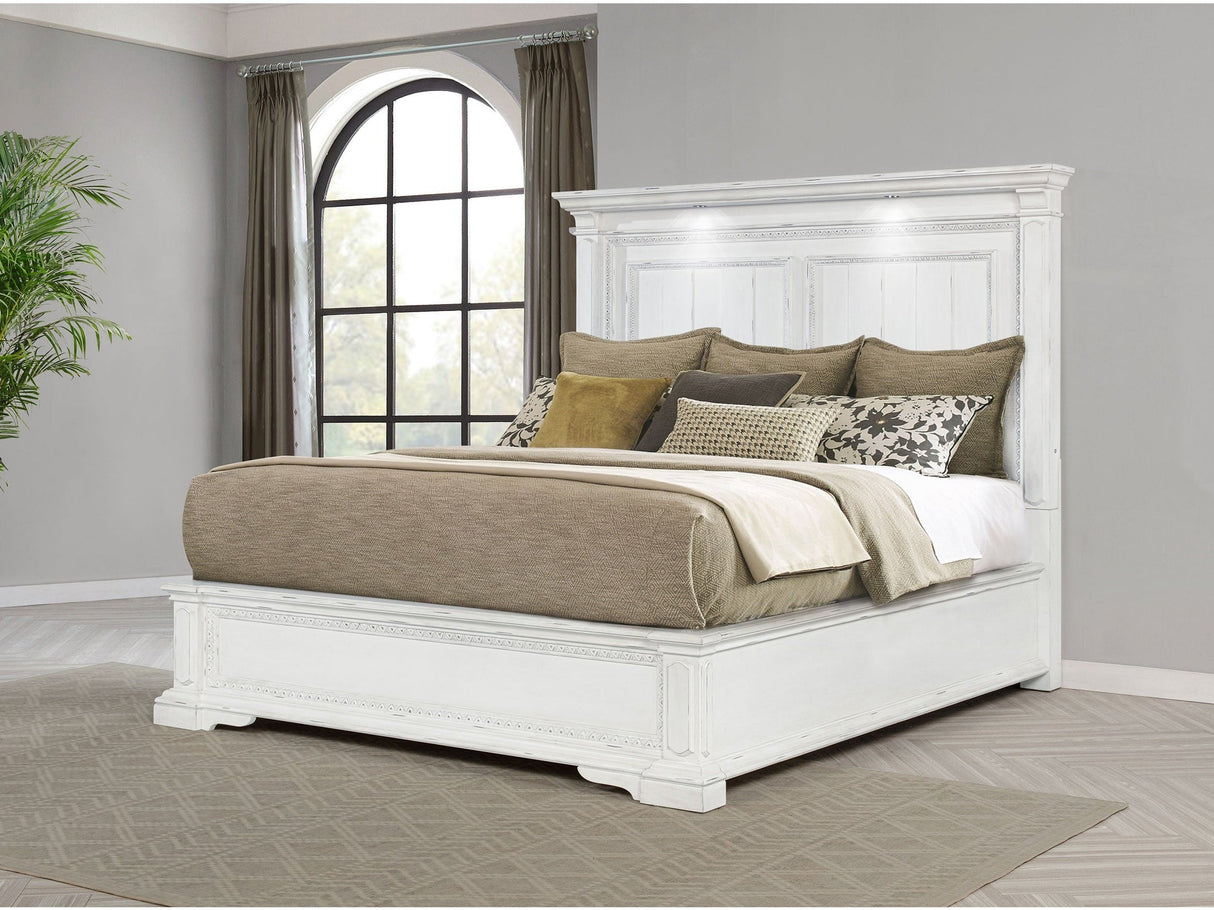 McKinney Vintage White Queen LED Light Panel Bed by Coaster at Eve Furniture