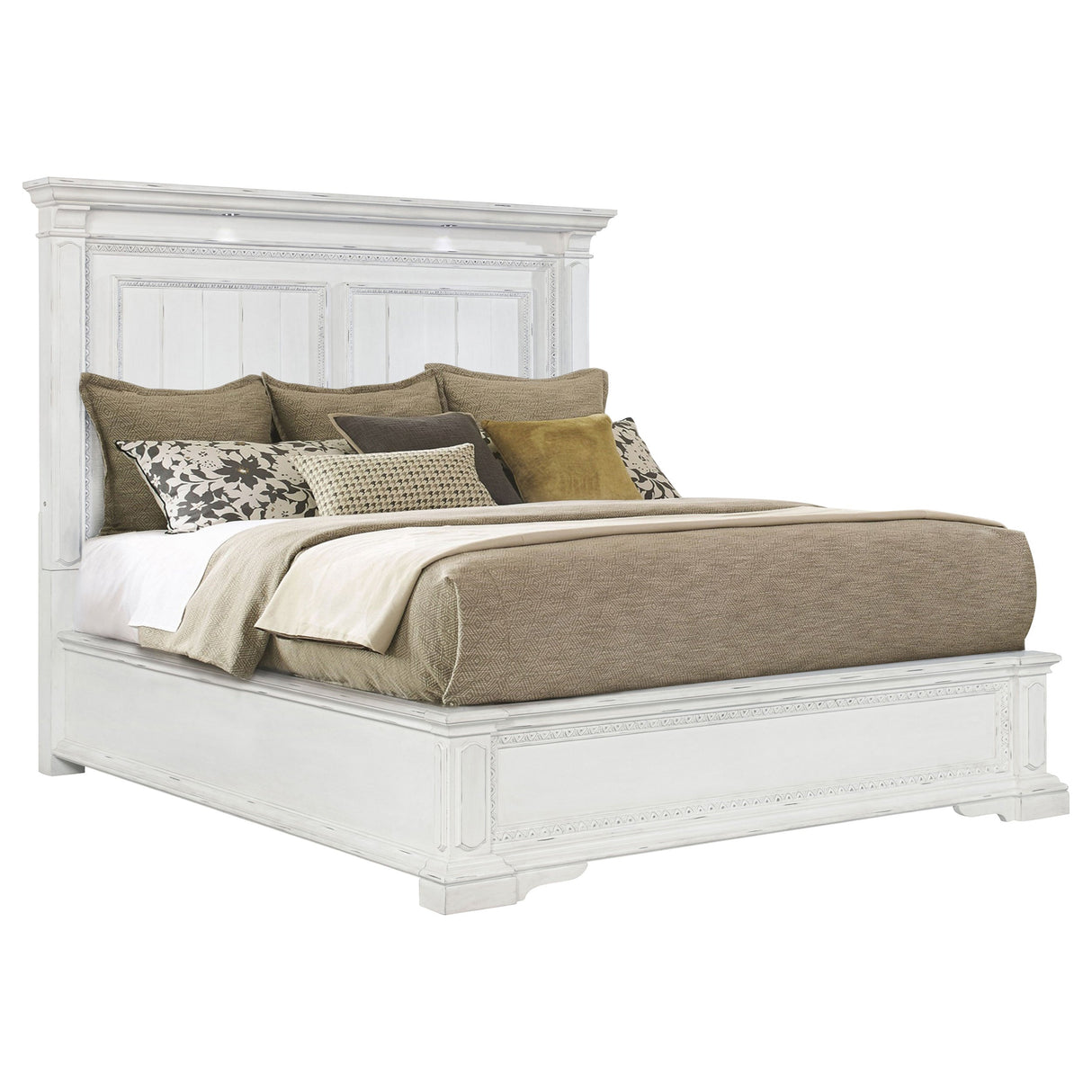 McKinney Vintage White Queen LED Light Panel Bed by Coaster at Eve Furniture