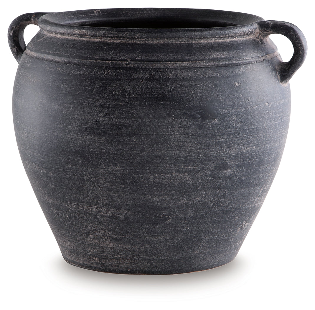 Meadie Distressed Black Vase by Ashley at Eve Furniture