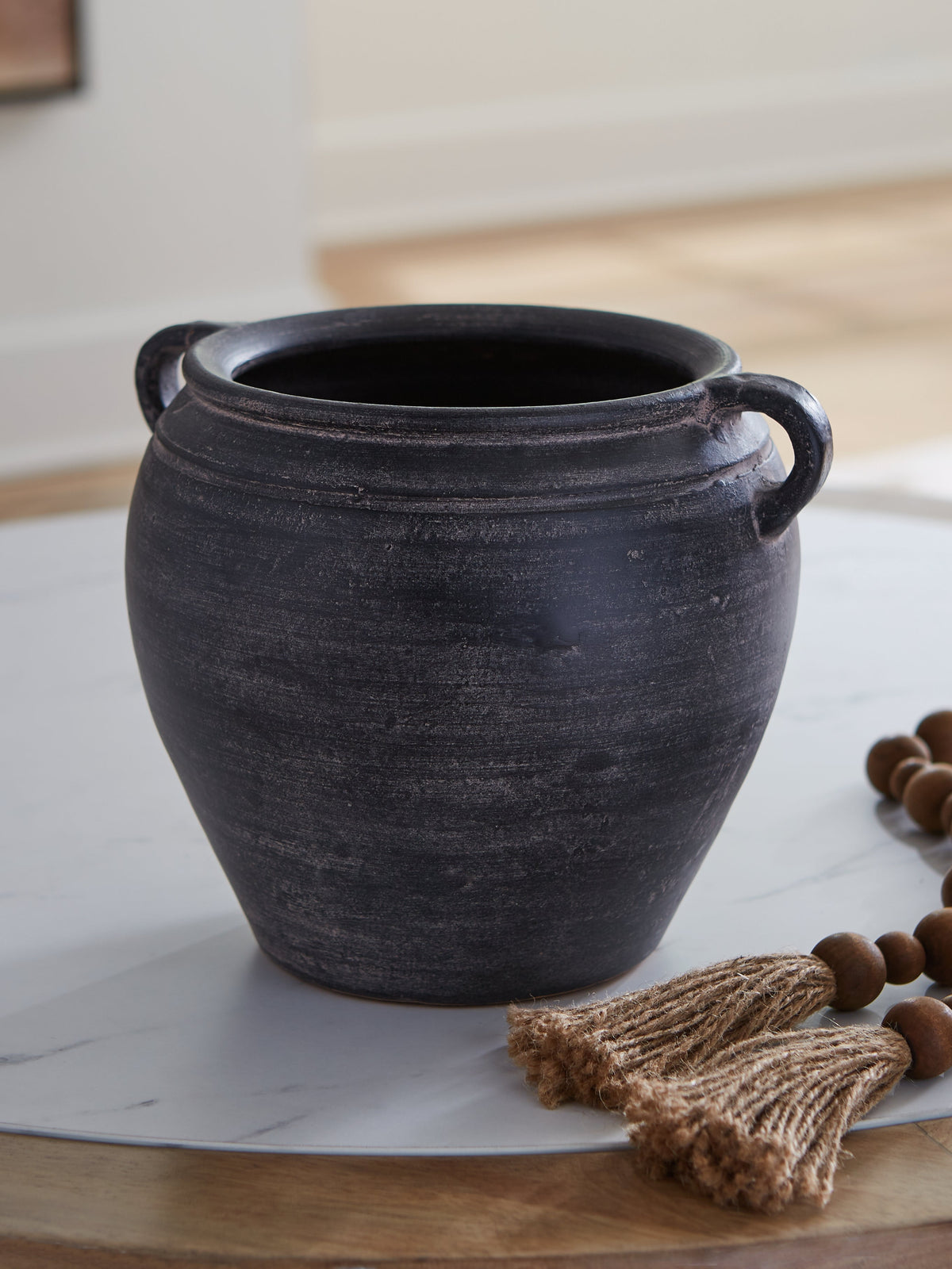 Meadie Distressed Black Vase by Ashley at Eve Furniture