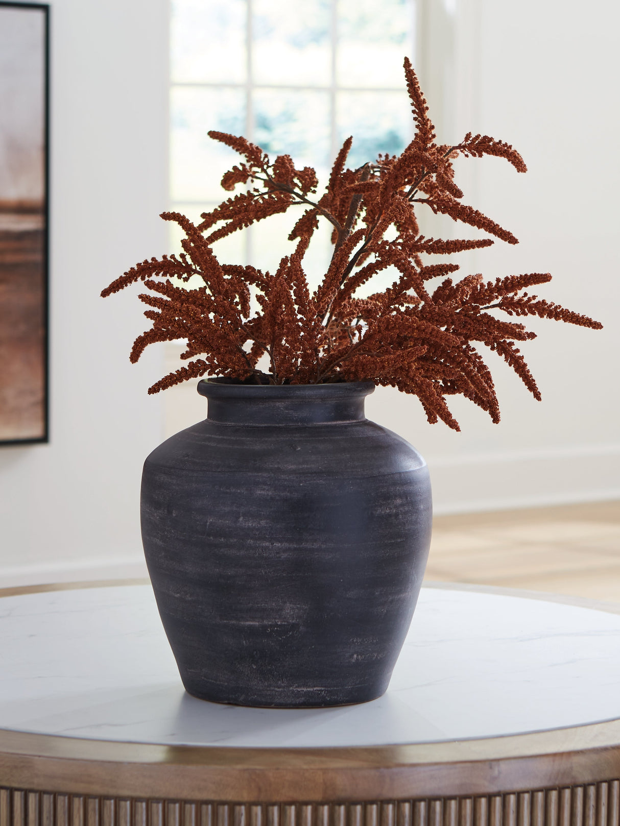 Meadie Distressed Black Vase by Ashley at Eve Furniture