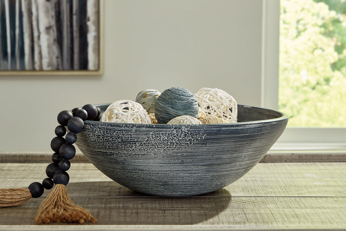Meadie Distressed Blue Bowl by Ashley at Eve Furniture