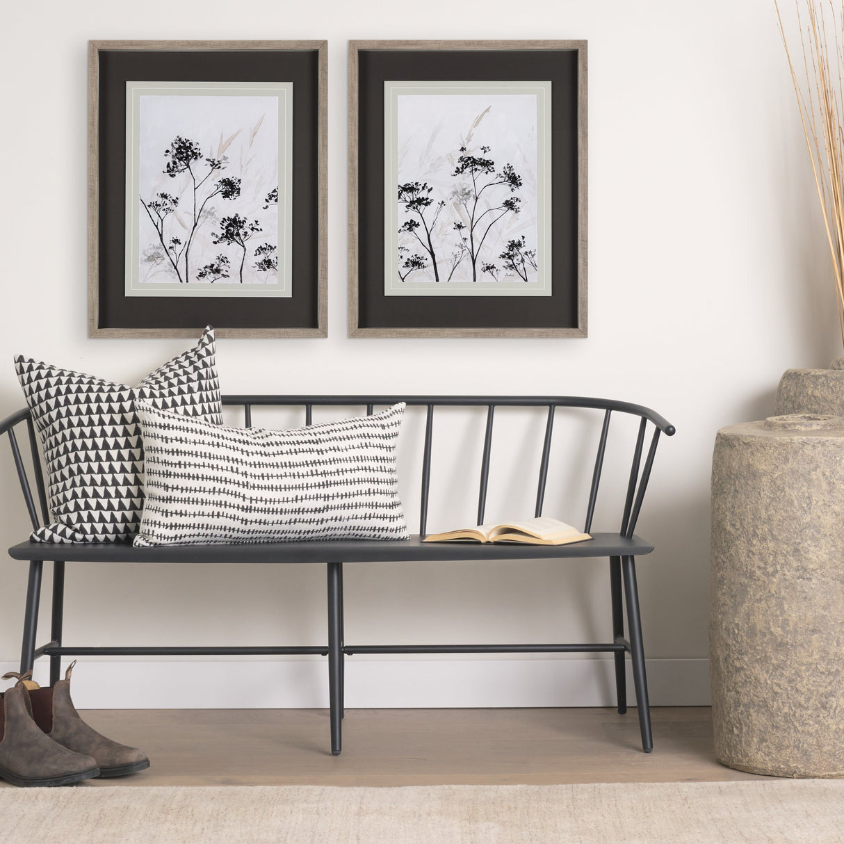 Meadow L by Mercana Studio a Hand Embellished Textured Framed Art Print Matted under Glass by Mercana at Eve Furniture