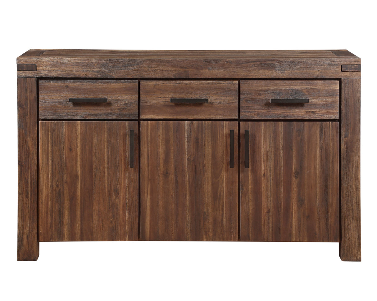 Meadow Three Drawer Three Door Solid Wood Sideboard in Brick Brown by Modus Furniture at Eve Furniture