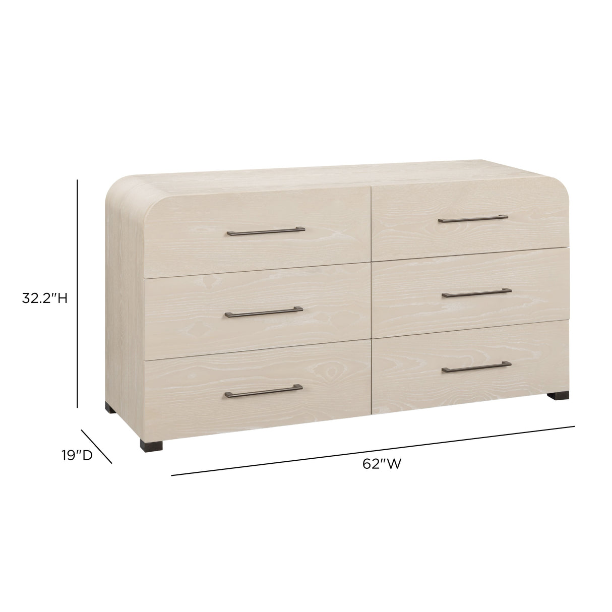 Marissa 62" Ash 6-Drawer Dresser by TOV Furniture at Eve Furniture