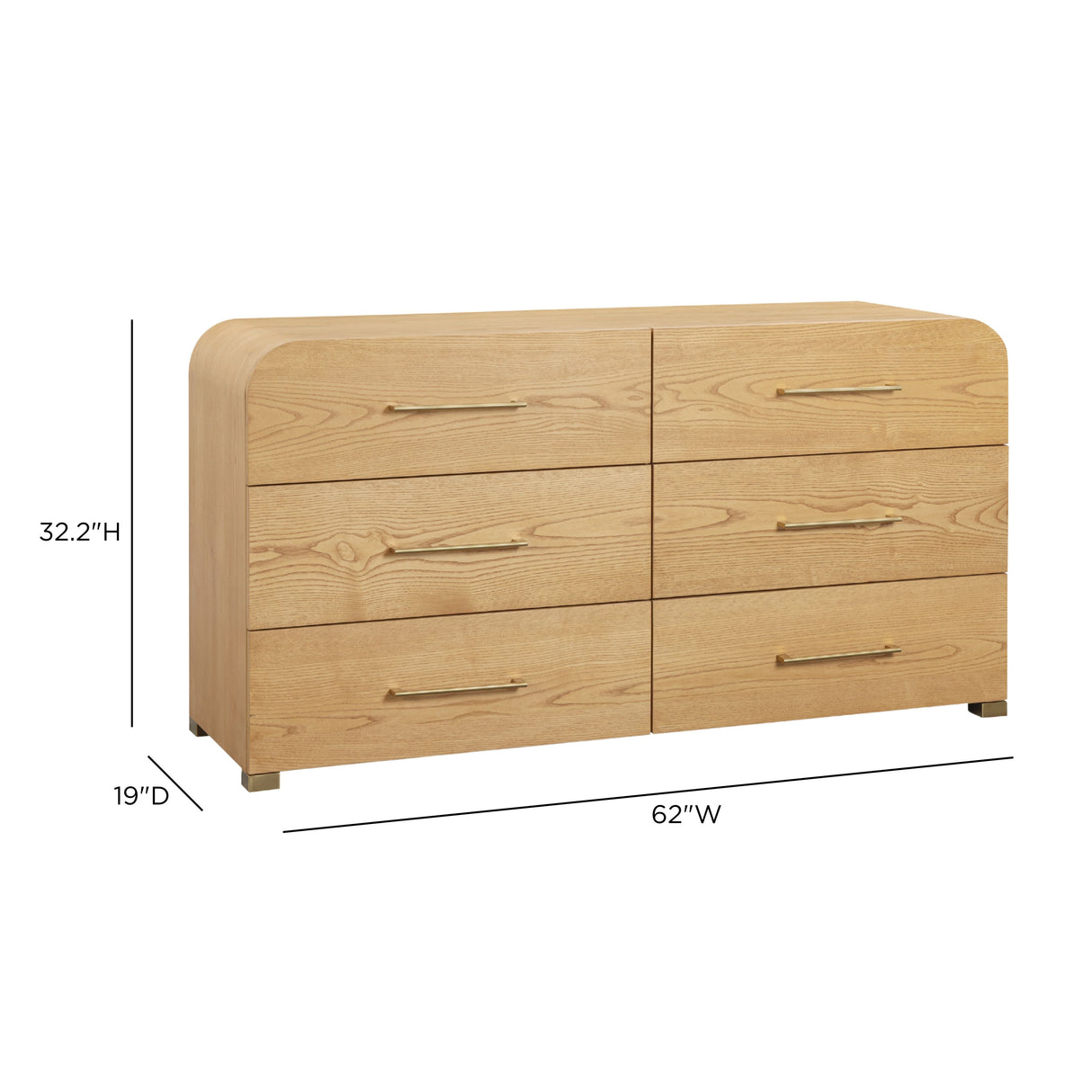 Marissa 62" Ash 6-Drawer Dresser by TOV Furniture at Eve Furniture