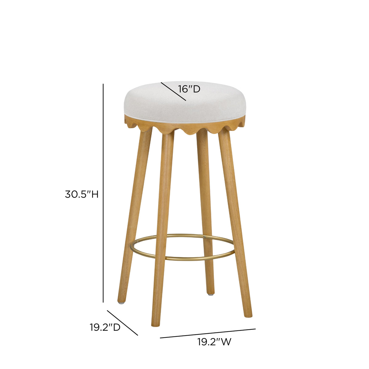 Oodle Cream Performance Vegan Mohair Natural Bar Stool by TOV Furniture at Eve Furniture