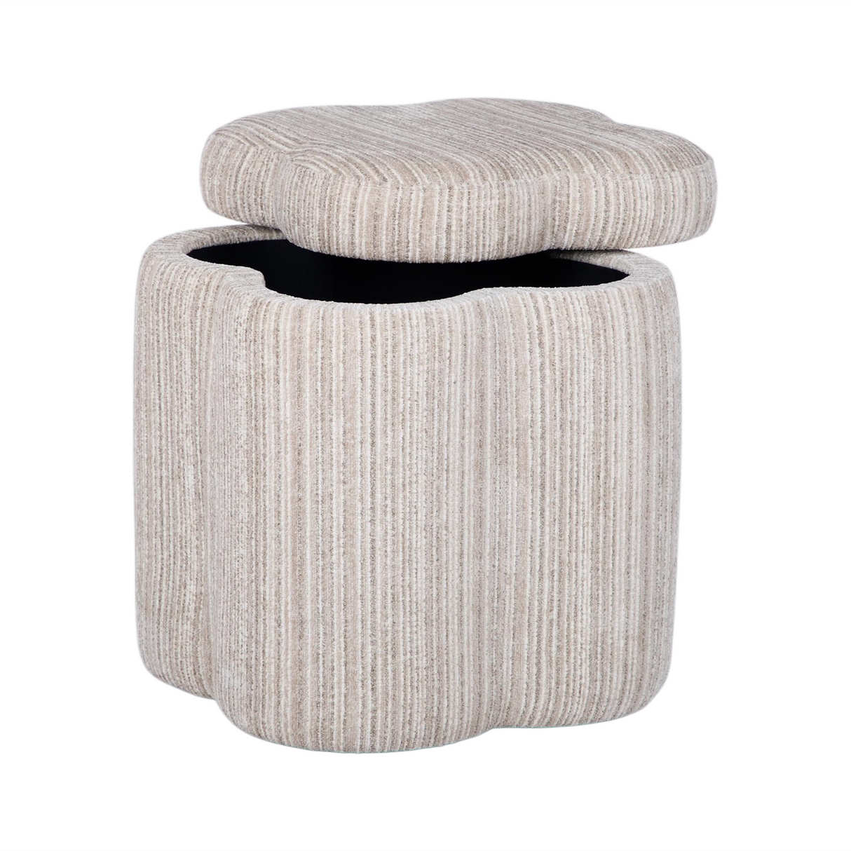 Lilou Cream Striped Jacquard Storage Accent Stool by TOV Furniture at Eve Furniture