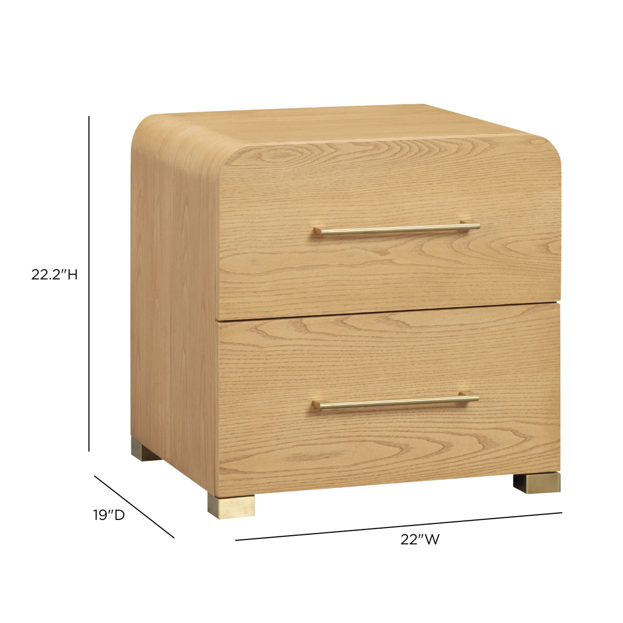 Marissa 22" Ash 2-Drawer Nightstand by TOV Furniture at Eve Furniture