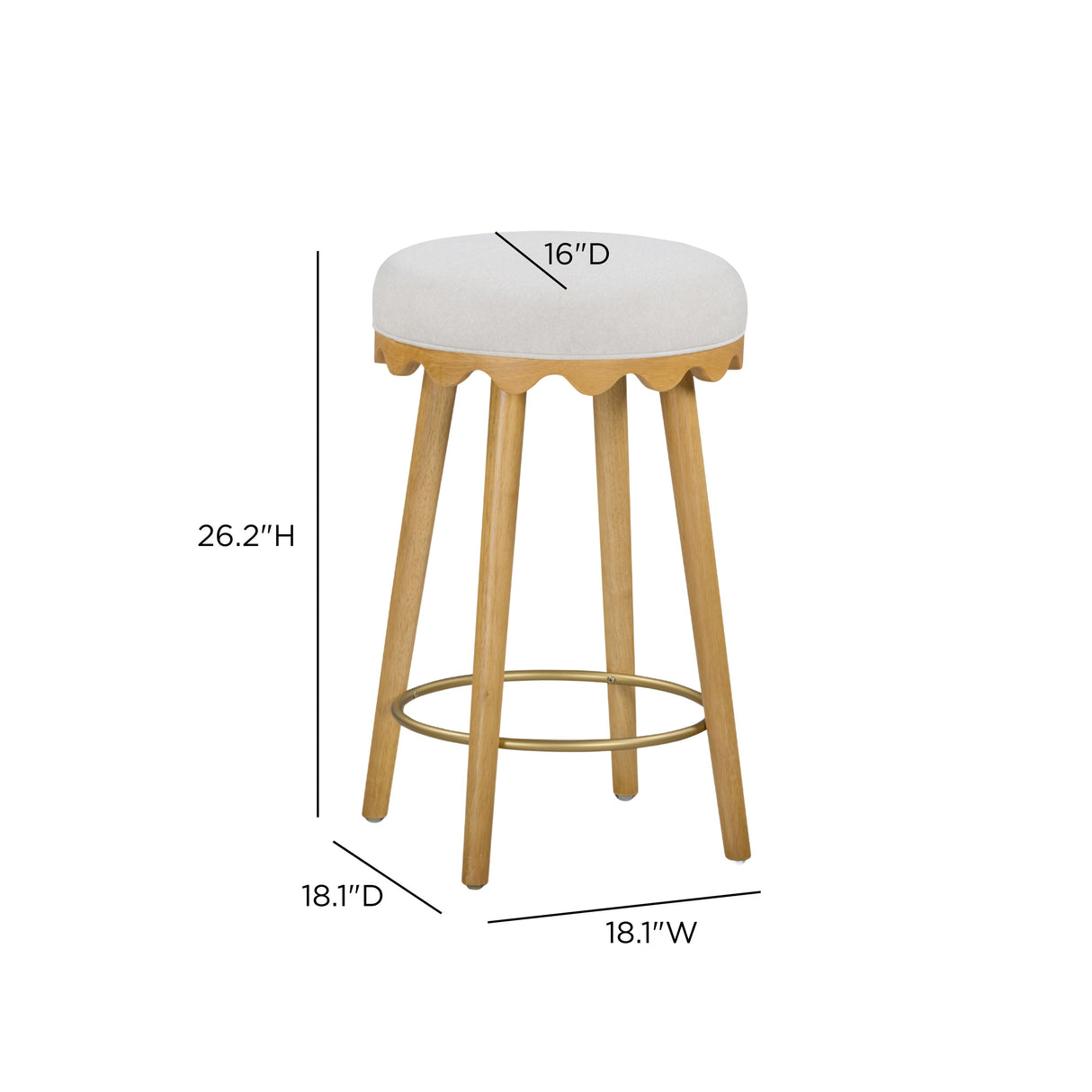 Oodle Cream Performance Vegan Mohair Natural Counter Stool by TOV Furniture at Eve Furniture