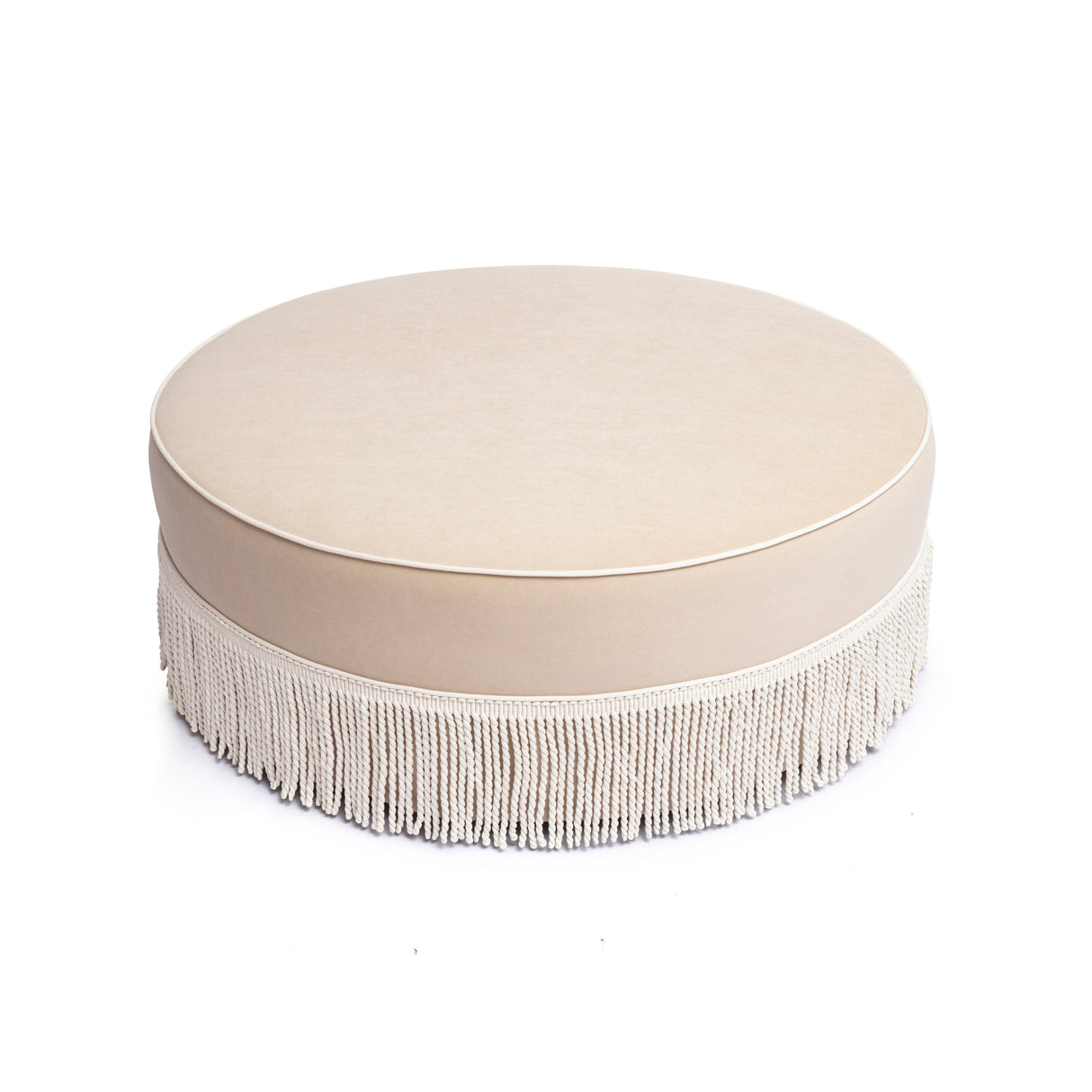 Tassy Tasseled Round Ottoman