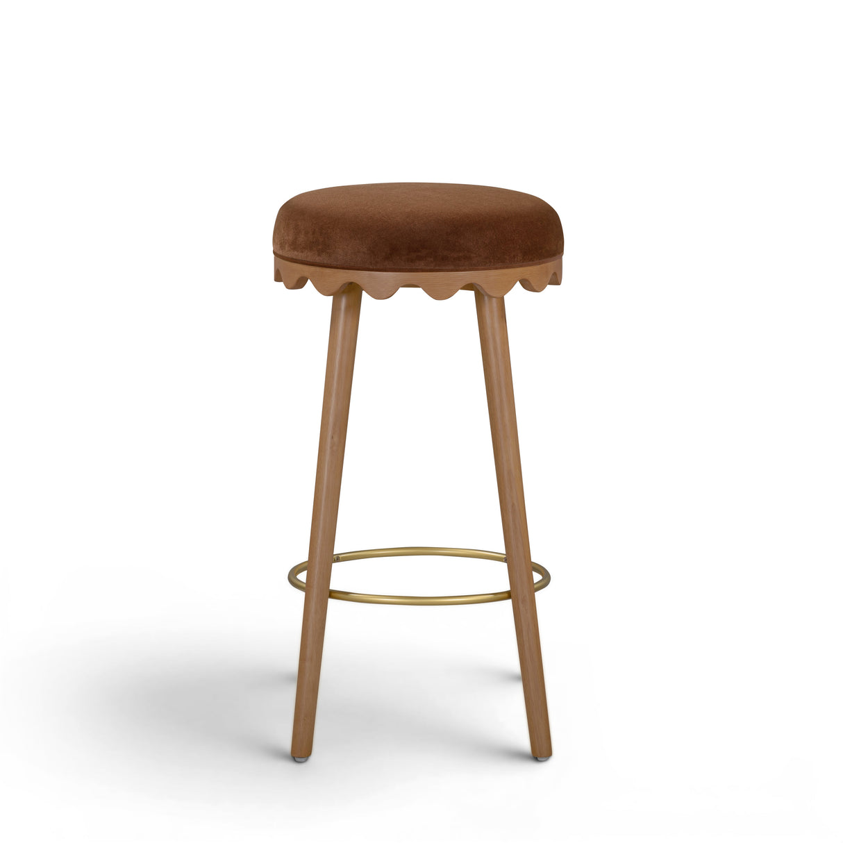 Oodle Bronze Performance Vegan Mohair Light Walnut Bar Stool by TOV Furniture at Eve Furniture