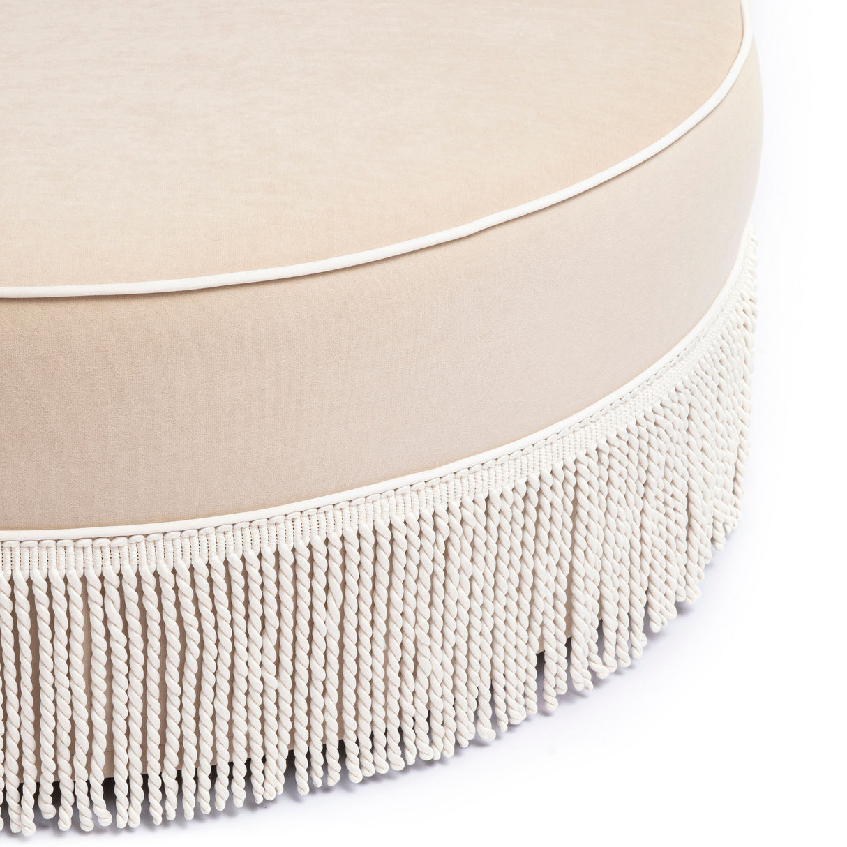 Tassy Tasseled Round Ottoman