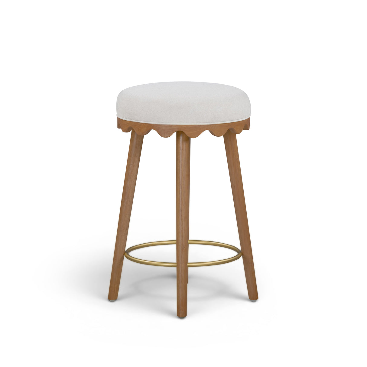 Oodle Cream Performance Vegan Mohair Light Walnut Counter Stool by TOV Furniture at Eve Furniture