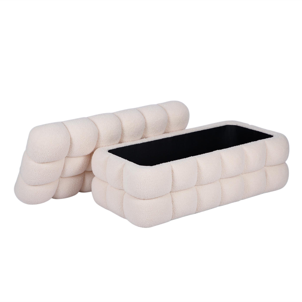 Anita 39" Faux Shearling Storage Bench With Reversible Tray Top