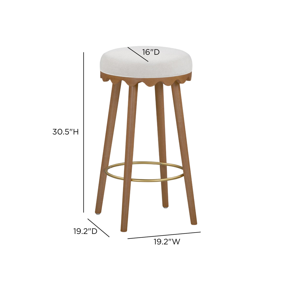 Oodle Cream Performance Vegan Mohair Light Walnut Bar Stool by TOV Furniture at Eve Furniture