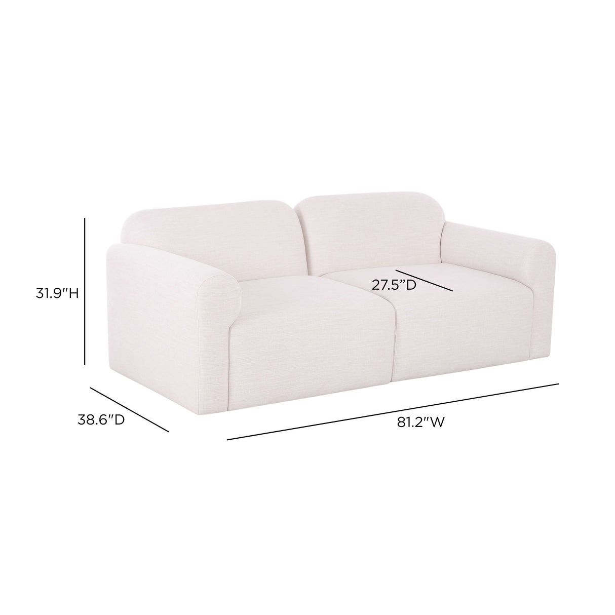 Gorge 81" Modular Loveseat by TOV Furniture at Eve Furniture