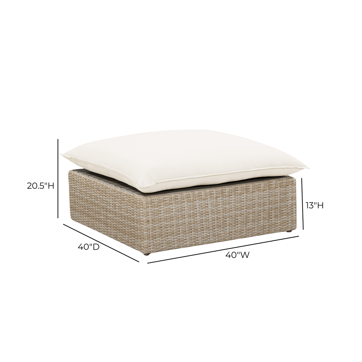 Cali Performance Fabric & Wicker Outdoor Ottoman by TOV Furniture at Eve Furniture