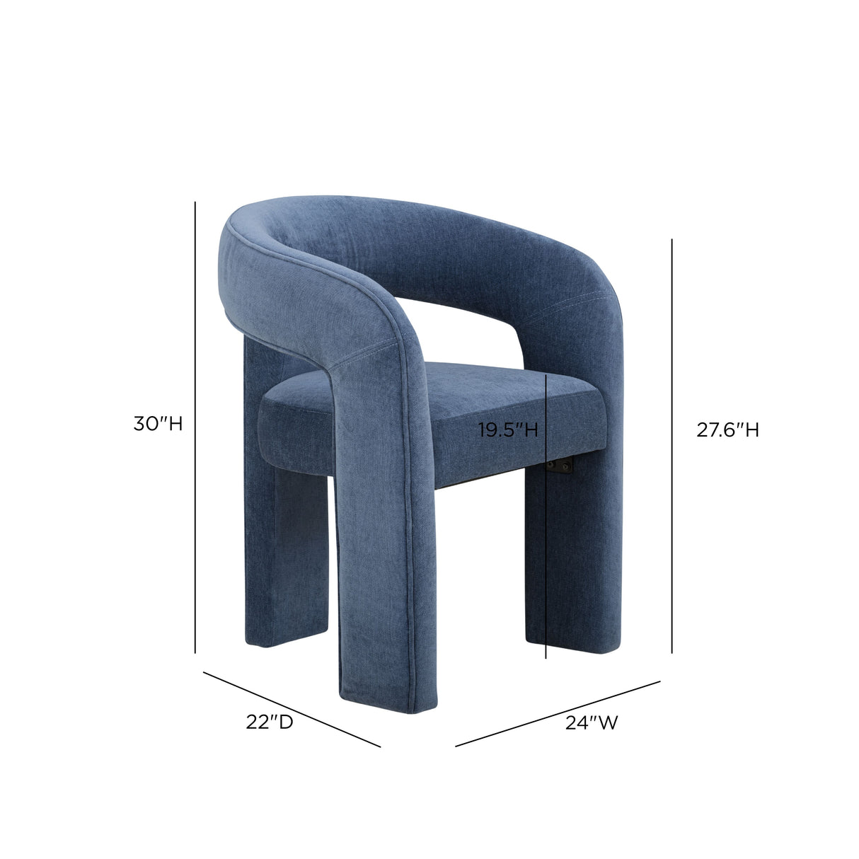 Malone Denim Blue Performance Fabric Dining Chair by TOV Furniture at Eve Furniture