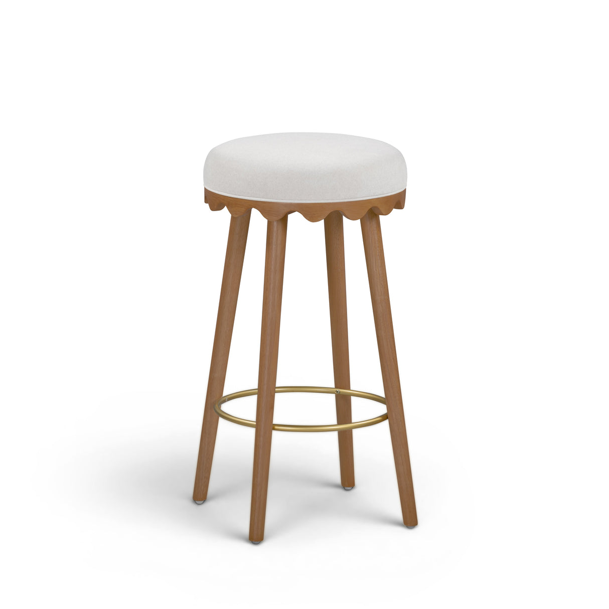 Oodle Cream Performance Vegan Mohair Light Walnut Bar Stool by TOV Furniture at Eve Furniture