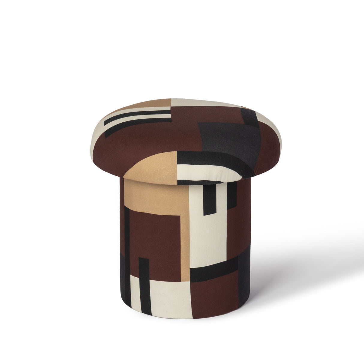 Lucy Mud Brown Abstract Print Mushroom Accent Stool by TOV Furniture at Eve Furniture