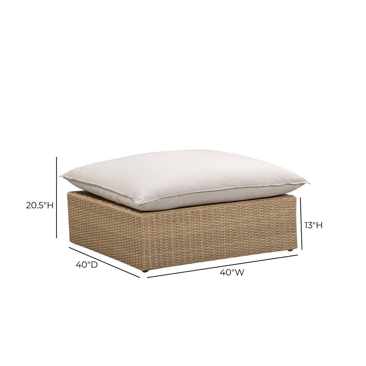 Cali Performance Fabric & Wicker Outdoor Ottoman by TOV Furniture at Eve Furniture