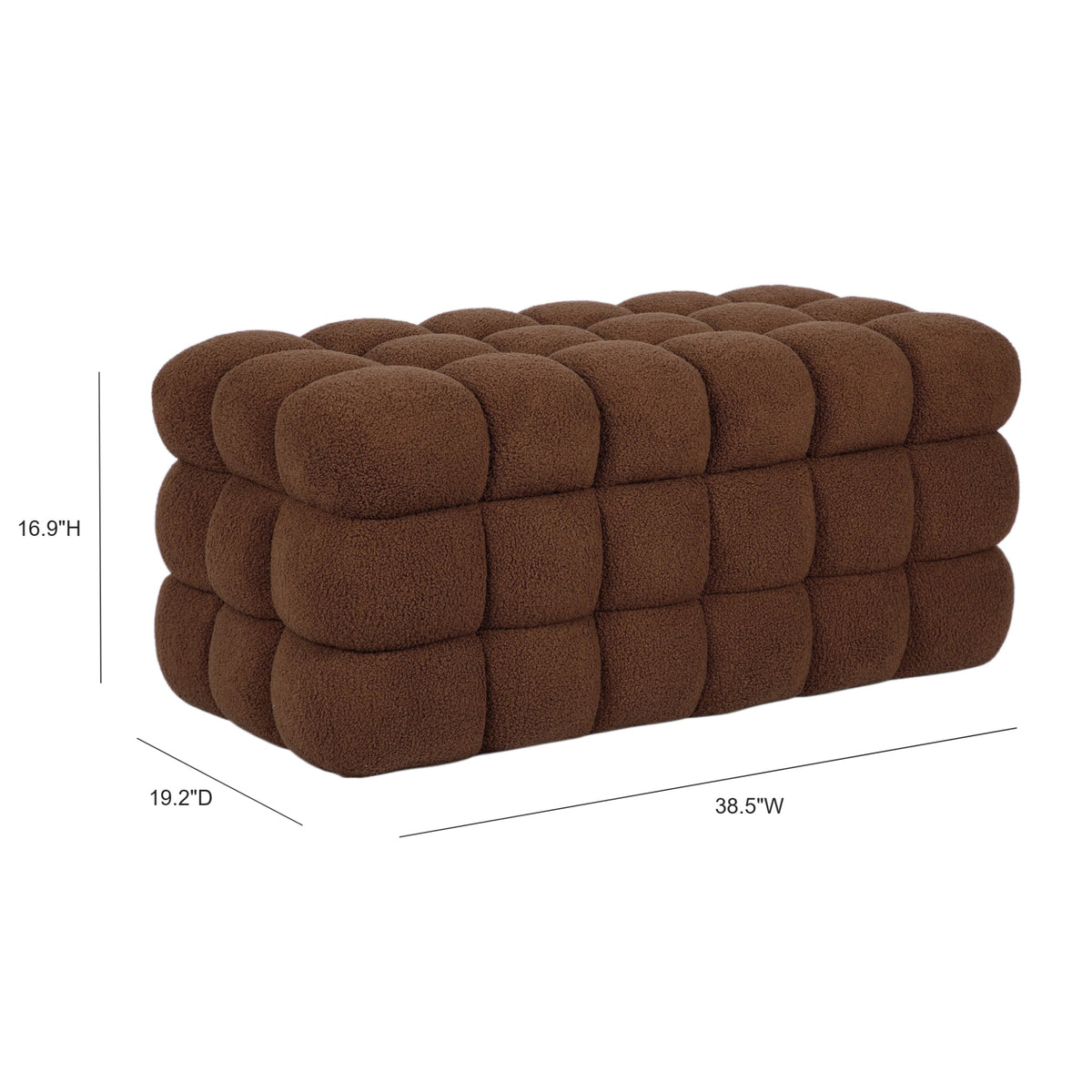Anita 39" Faux Shearling Storage Bench With Reversible Tray Top
